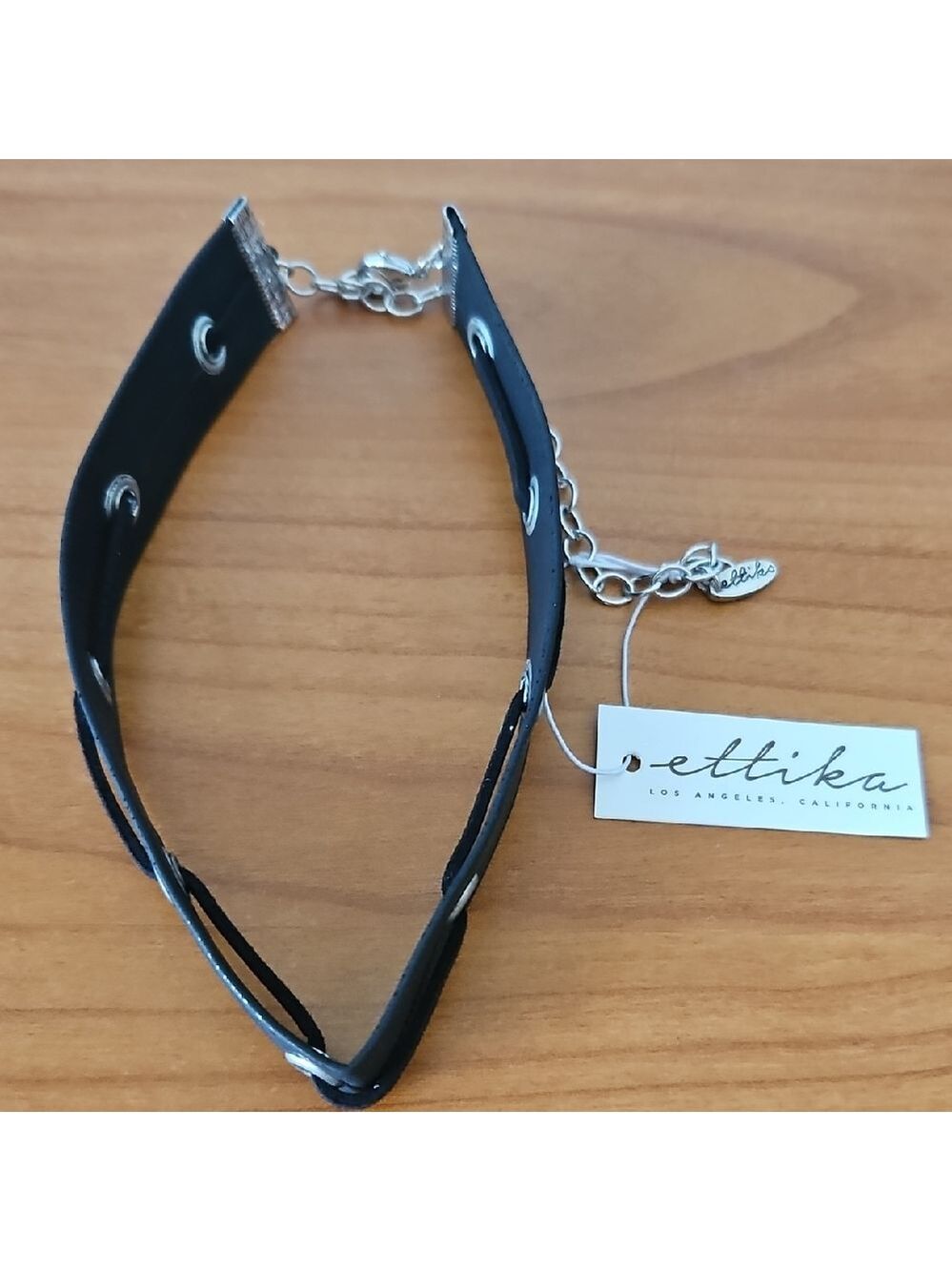Ettika Black Leather Choker Necklace